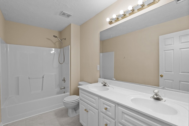 1094 Hampstead Pl, Martinez, GA 30907 - full bath featuring double vanity, tile patterned flooring, shower / washtub combination, and a textured ceiling