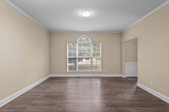 1094 Hampstead Pl, Martinez, GA 30907 - unfurnished room featuring dark wood-style flooring, crown molding, and a textured ceiling