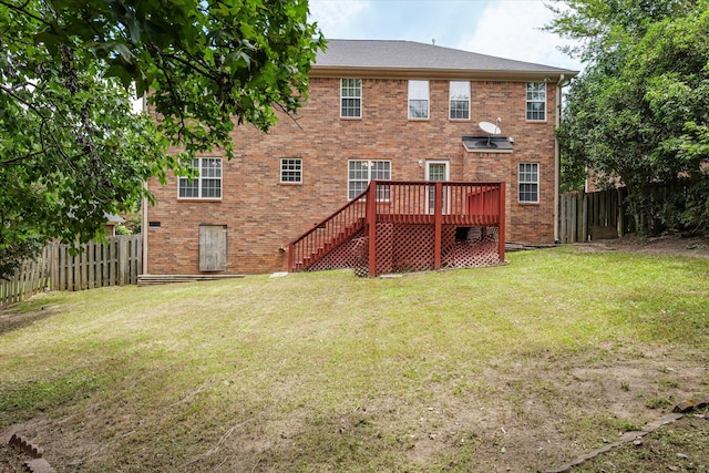 1094 Hampstead Pl, Martinez, GA 30907 - rear view of property featuring a deck, stairs, a fenced backyard, and brick siding