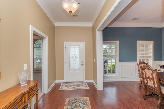 821 Wickham Dr, Graniteville, SC 29829 - entrance foyer with ornamental molding and wood finished floors