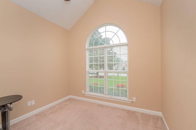 821 Wickham Dr, Graniteville, SC 29829 - carpeted empty room with lofted ceiling, baseboards, and ceiling fan