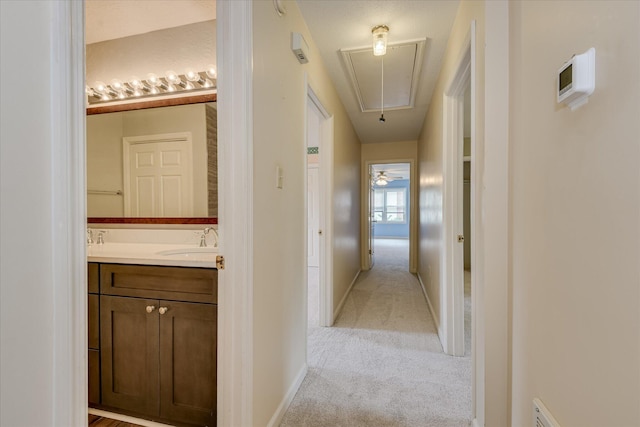 786 Springbrook Ln, Evans, GA 30809 - hall with attic access and light colored carpet