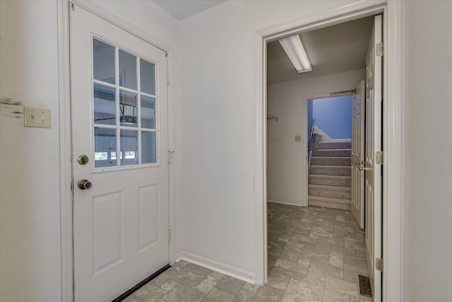 786 Springbrook Ln, Evans, GA 30809 - doorway to outside featuring stone finish flooring and stairway