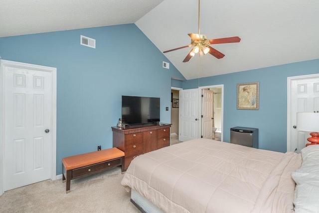 345 Old Salem Way, Martinez, GA 30907 - carpeted bedroom with high vaulted ceiling and a ceiling fan