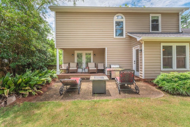 345 Old Salem Way, Martinez, GA 30907 - back of house with french doors, outdoor lounge area, and a lawn