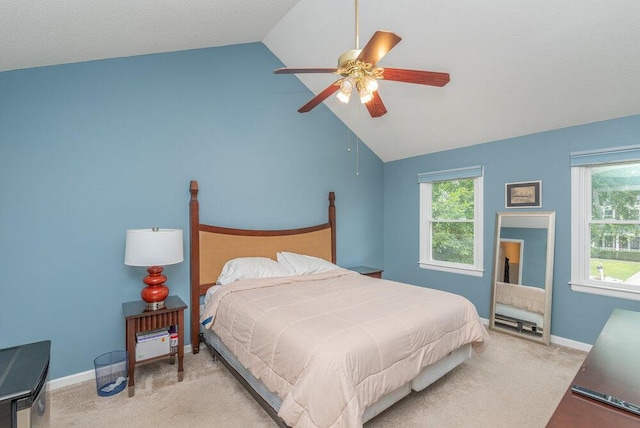 345 Old Salem Way, Martinez, GA 30907 - bedroom featuring vaulted ceiling, light colored carpet, and a ceiling fan