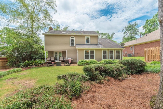 345 Old Salem Way, Martinez, GA 30907 - rear view of property featuring a chimney, outdoor lounge area, a patio area, and french doors