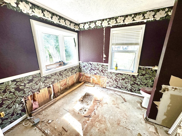 6322 Yelton Rd, Appling, GA 30802 - bathroom with wallpapered walls, plenty of natural light, and a textured ceiling