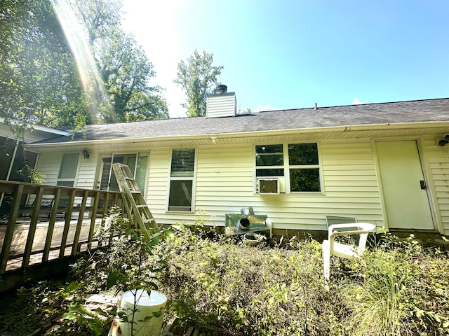 6322 Yelton Rd, Appling, GA 30802 - rear view of property with a wooden deck, a chimney, and a shingled roof