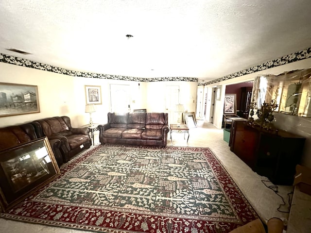 6322 Yelton Rd, Appling, GA 30802 - living room featuring carpet floors and a textured ceiling