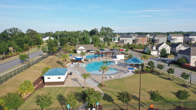 bird's eye view with a residential view