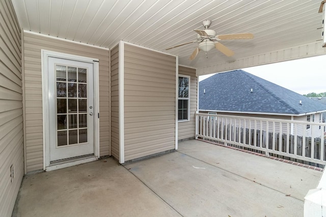 view of patio / terrace with ceiling fan