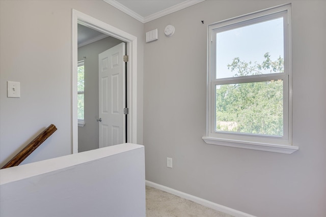 421 Bristol Rd, Martinez, GA 30907 - corridor featuring an upstairs landing, plenty of natural light, carpet floors, and crown molding