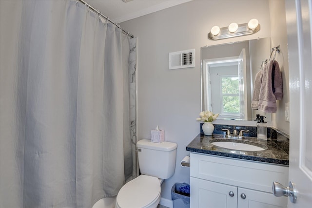 421 Bristol Rd, Martinez, GA 30907 - bathroom with vanity, a shower with shower curtain, and crown molding