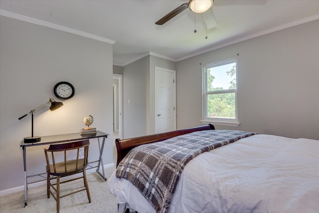 421 Bristol Rd, Martinez, GA 30907 - bedroom featuring light carpet, crown molding, and a ceiling fan