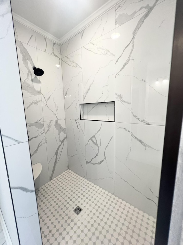 5015 Charnwood Forest Cir, Aiken, SC 29803 - full bathroom featuring tiled shower and crown molding