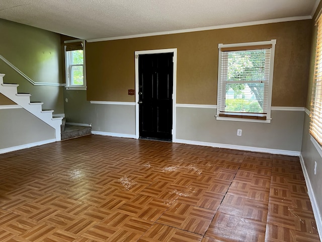 801 Monte Sano Ave, Augusta, GA 30904 - entryway with stairs, baseboards, and a textured ceiling