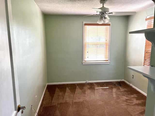801 Monte Sano Ave, Augusta, GA 30904 - empty room with ceiling fan, dark carpet, a textured ceiling, and baseboards