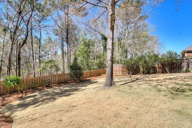 view of yard featuring a fenced backyard