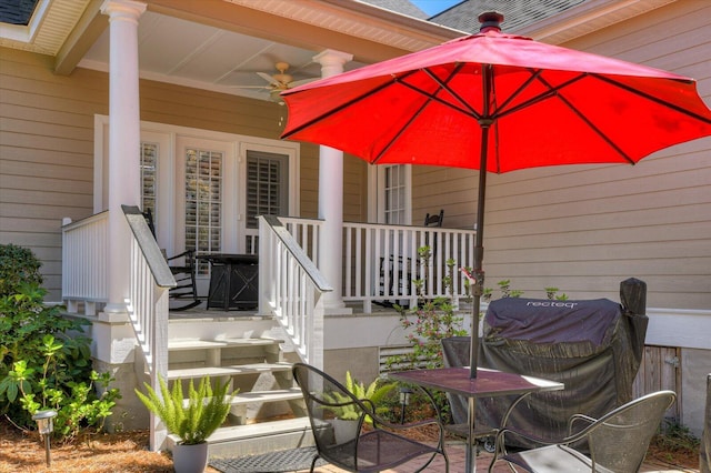 909 Nerium Trl, Evans, GA 30809 - doorway to property featuring a porch and ceiling fan