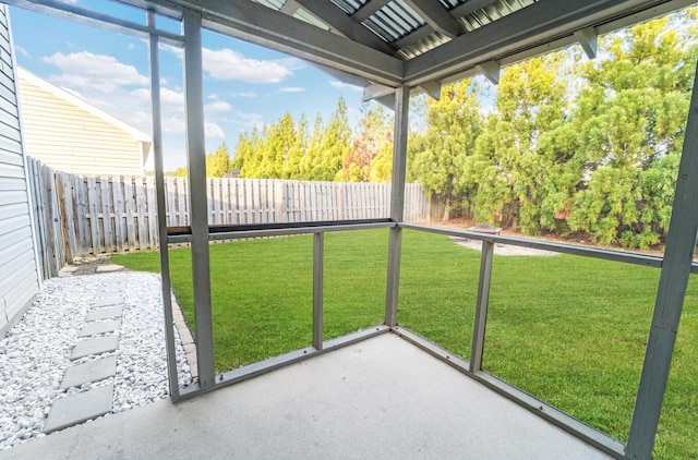 view of unfurnished sunroom