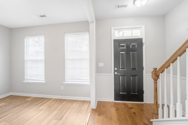 foyer featuring light wood-type flooring