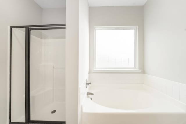 bathroom with plus walk in shower