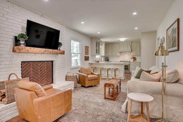 508 Scotts Way, Augusta, GA 30909 - living area featuring recessed lighting, a fireplace, and light wood-style flooring