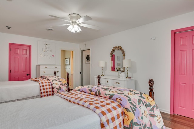 508 Scotts Way, Augusta, GA 30909 - bedroom featuring wood finished floors, a ceiling fan, and a closet