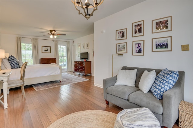 508 Scotts Way, Augusta, GA 30909 - bedroom with hardwood / wood-style flooring, a chandelier, and ceiling fan
