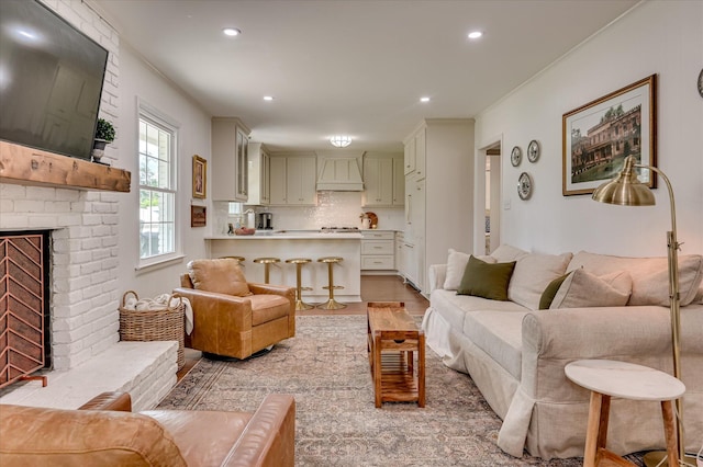 508 Scotts Way, Augusta, GA 30909 - living area with recessed lighting, a fireplace, and light wood-style floors