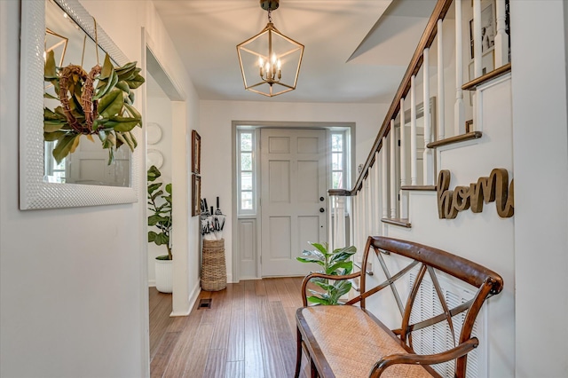 508 Scotts Way, Augusta, GA 30909 - foyer with a chandelier, wood-type flooring, and stairs