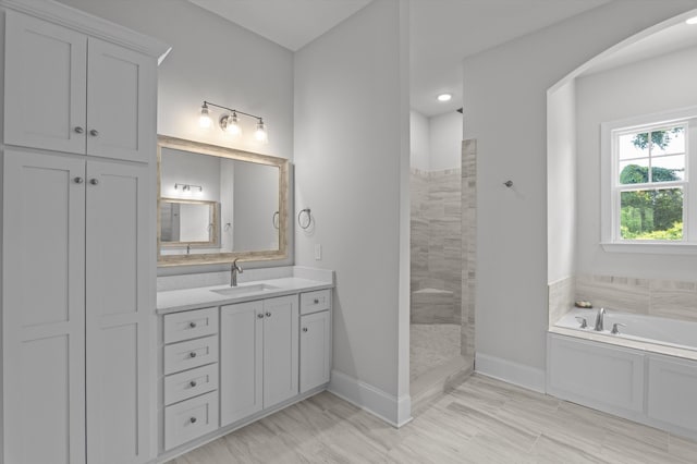 461 Rivernorth Dr, North Augusta, SC 29841 - full bathroom with a walk in shower, vanity, and a garden tub
