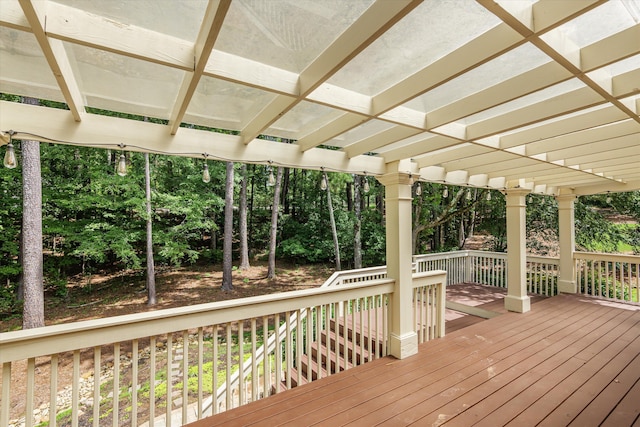 wooden terrace featuring a pergola