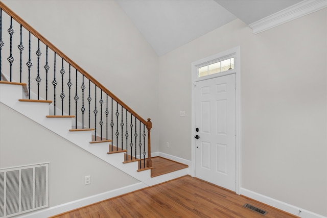 foyer with hardwood / wood-style flooring