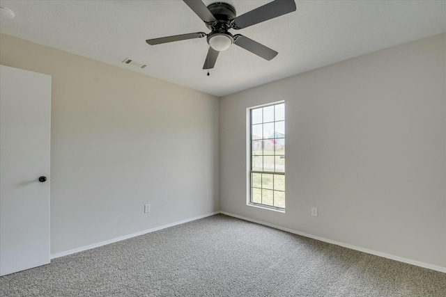 3204 Bel Ridge Rd, Augusta, GA 30909 - carpeted spare room featuring baseboards, visible vents, and ceiling fan