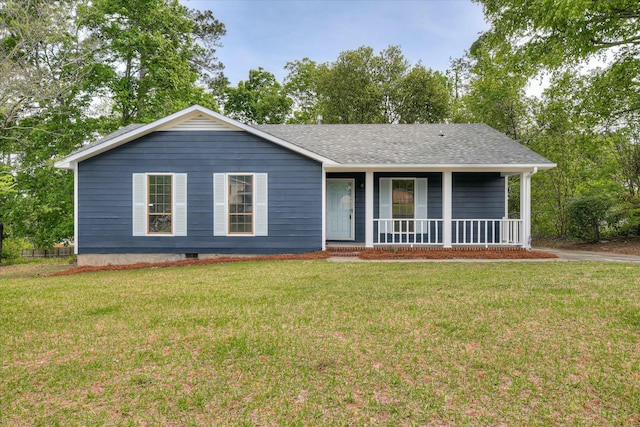 3204 Bel Ridge Rd, Augusta, GA 30909 - single story home with roof with shingles, a front lawn, and covered porch