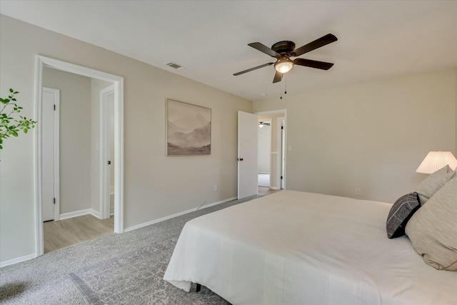 3204 Bel Ridge Rd, Augusta, GA 30909 - carpeted bedroom with baseboards, a ceiling fan, and visible vents