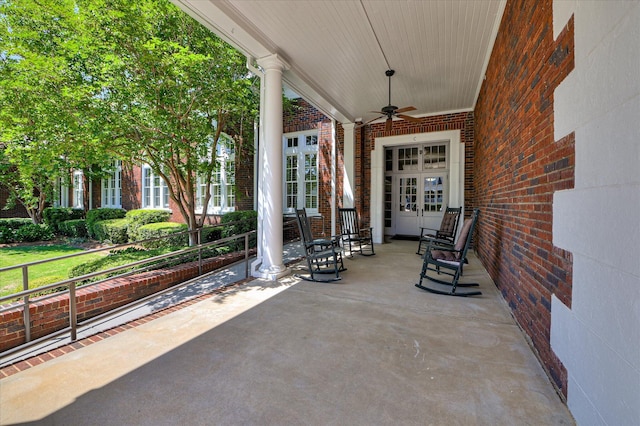 2349 Williams St, Augusta, GA 30904 - view of patio with a ceiling fan and french doors