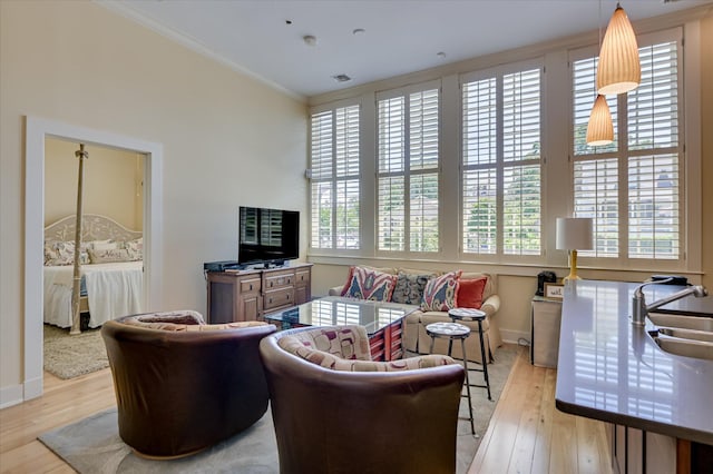 2349 Williams St, Augusta, GA 30904 - living room with light wood-type flooring, ornamental molding, and baseboards