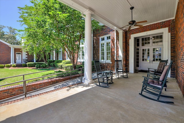 2349 Williams St, Augusta, GA 30904 - view of patio with a ceiling fan and french doors