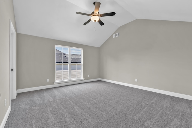 2767 Huntcliffe Dr, Augusta, GA 30909 - unfurnished room with ceiling fan, carpet flooring, and vaulted ceiling