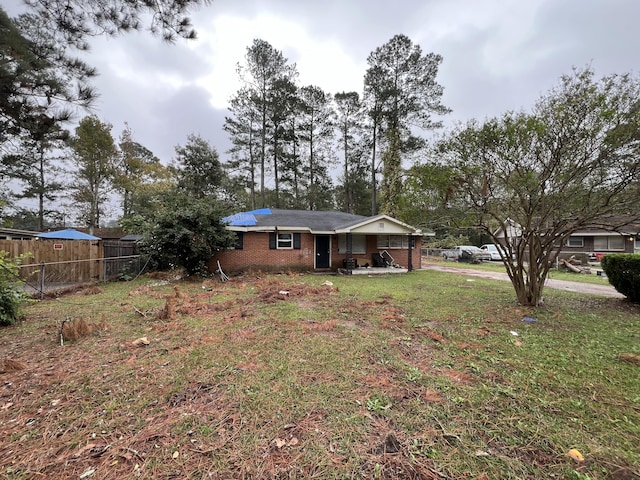 view of front of home with a front yard