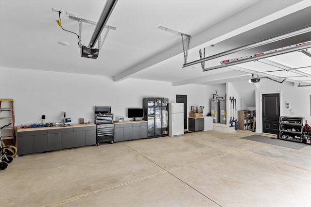 1008 Folly Run Dr, Lincolnton, GA 30817 - garage featuring freestanding refrigerator, water heater, and a garage door opener
