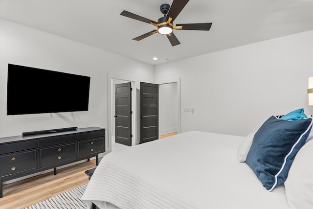 1008 Folly Run Dr, Lincolnton, GA 30817 - bedroom with light wood-style floors, recessed lighting, and a ceiling fan
