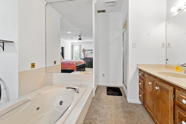4065 S Goshen Lake Dr, Augusta, GA 30906 - ensuite bathroom with a stall shower, ensuite bathroom, visible vents, ceiling fan, and a tub with jets
