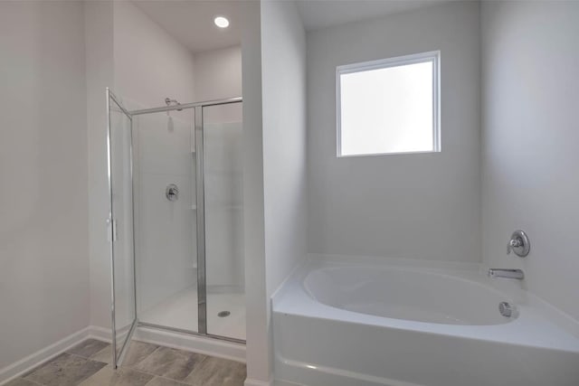 bathroom with plus walk in shower