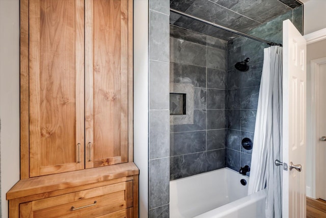 bathroom featuring shower / bath combination with curtain