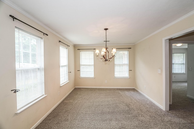 944 Cannock St, Grovetown, GA 30813 - unfurnished room with carpet flooring, crown molding, and a chandelier