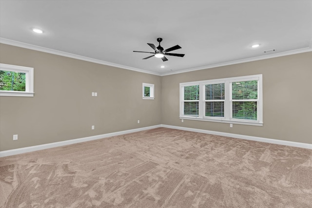 2120 Shell Point Ct, Harlem, GA 30814 - carpeted spare room with ornamental molding, a ceiling fan, plenty of natural light, baseboards, and recessed lighting